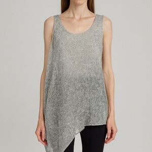 Eileen Fisher NWT Gray Side Drape Silk Tank Top Size Medium Asymmetrical